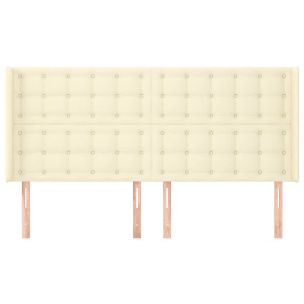 vidaXL S&auml;nggavel med kanter gr&auml;ddvit 203x16x118/128 cm konstl&auml;der