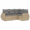vidaXL Soffgrupp f&ouml;r tr&auml;dg&aring;rd med dynor 4 delar beige konstrotting