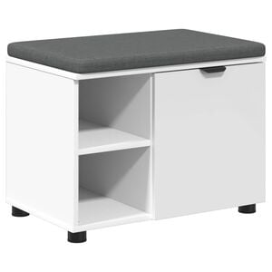 vidaXL Hallb&auml;nk med kudde Vit 60 x 38 x 46 cm Konstruerat Tr&auml; och Tyg