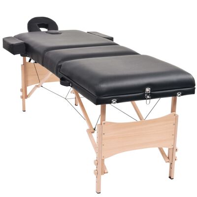 vidaXL Hopfällbar massagebänk 3 sektioner 10 cm tjock svart