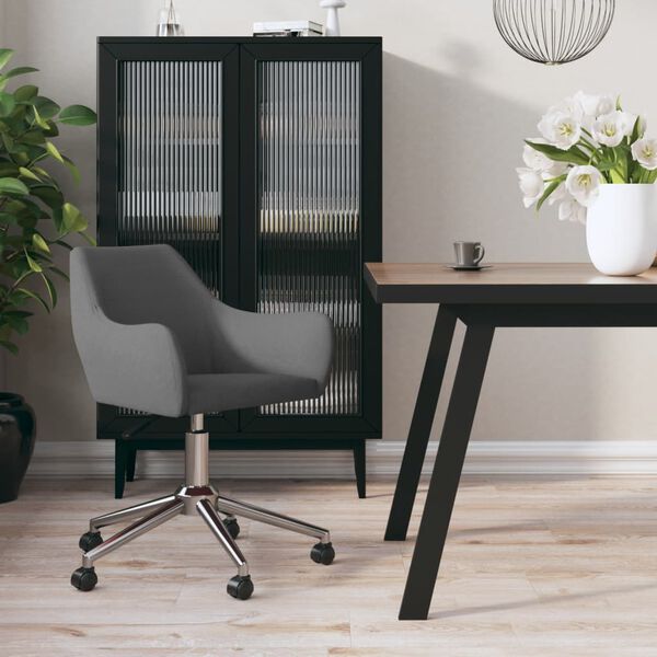 vidaXL Snurrbar matstol m&ouml;rkgr&aring; tyg