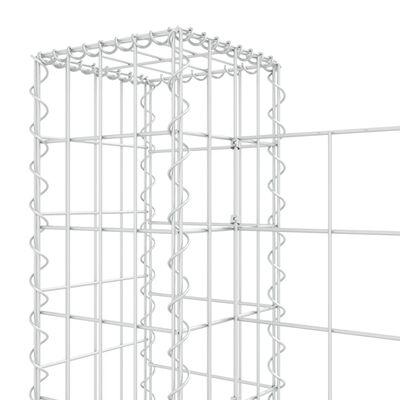 vidaXL U-formad gabionkorg med 6 stolpar järn 620x20x100 cm