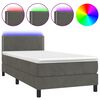 vidaXL Res&aring;rs&auml;ng med madrass och LED m&ouml;rkgr&aring; 90x200 cm sammet