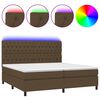 vidaXL Rams&auml;ng med madrass & LED m&ouml;rkbrun 200x200 cm tyg