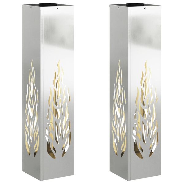 vidaXL Solar LED Stig Ljus 2 pcs Silver Galvaniserat st&aring;l