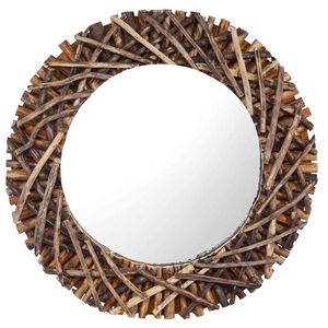 vidaXL V&auml;ggspegel rund 60 cm teak