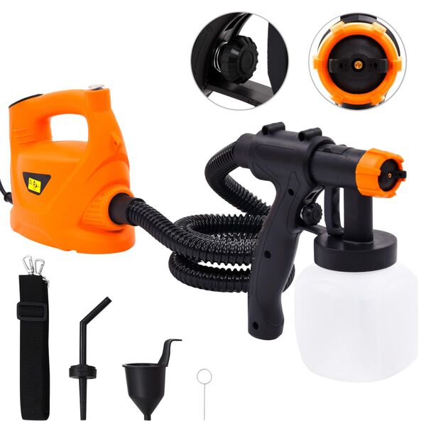 vidaXL Elektrisk f&auml;rgsspruta med luftslang 500 W 800 ml