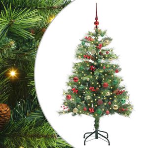 vidaXL Konstgjord julgran med LED -remsljus Gr&ouml;n 150 cm PVC och metall