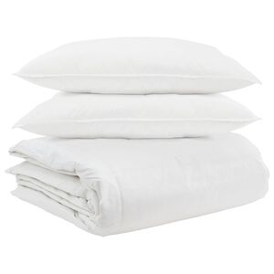 vidaXL T&auml;ckeset med kudde 3 pcs Vit Dunfj&auml;der