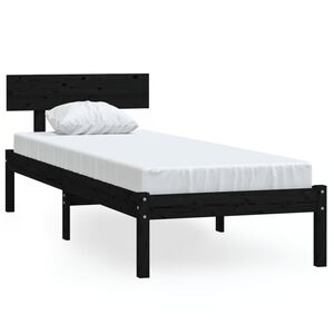 vidaXL S&auml;ngram svart massiv furu 90x190 cm