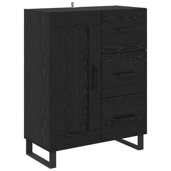 vidaXL Sideboard Svart Ek 69,5 x 34 x 90 cm Konstruerat tr&auml; och j&auml;rn