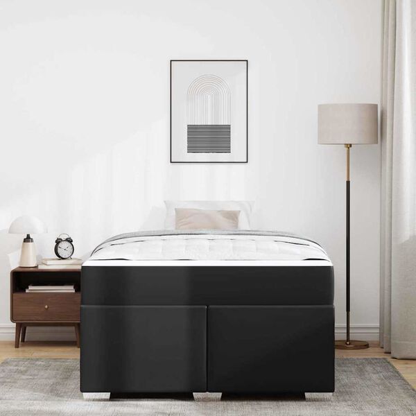 vidaXL S&auml;ngram med madrass Svart 120 x 190 cm tyg