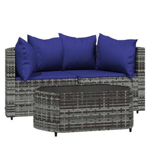 vidaXL Loungegrupp med dynor 3 delar konstrottning gr&aring;