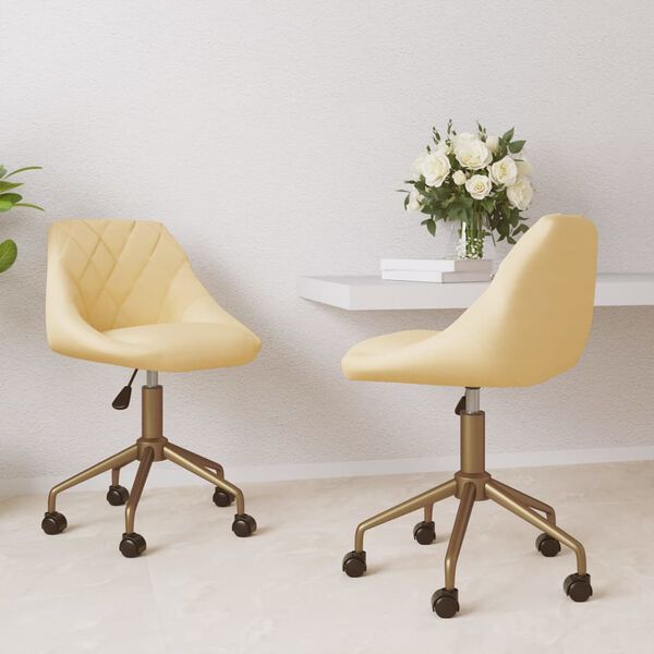 vidaXL Snurrbara matstolar 2 st gr&auml;ddvit sammet