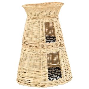 vidaXL Kattkorg 3 delar med dynor 47x34x60 cm naturlig pil
