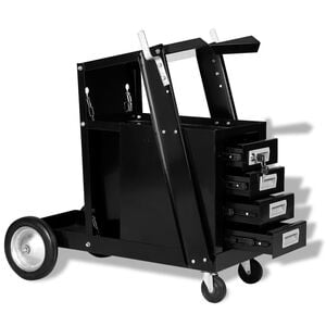 vidaXL Svetsvagn med 4 l&aring;dor svart