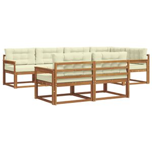 vidaXL Utomhussoffset med kudde 7 pcs Naturlig och Gr&auml;dde