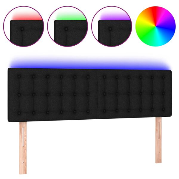 vidaXL S&auml;nggavel LED svart 144x5x78/88 cm tyg