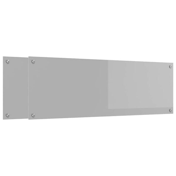 vidaXL K&ouml;kspl&aring;nbak 2 pcs Ljusgr&aring; 120 x 40 cm h&auml;rdat glas