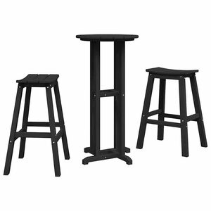 vidaXL Trädgårds Bar Set 3 pcs Svart HDPE
