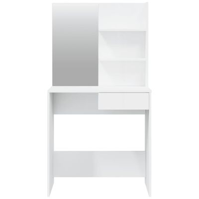 vidaXL Sminkbord med spegel vit högglans 74,5x40x141 cm