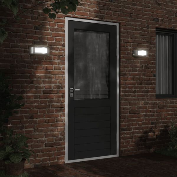 vidaXL Utomhusvägglampor 2 st silver rostfritt stål