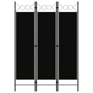 vidaXL Rumsavdelare 3 paneler svart 120x180 cm