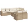 vidaXL Soffgrupp f&ouml;r tr&auml;dg&aring;rden med dynor 9 delar beige konstrotting