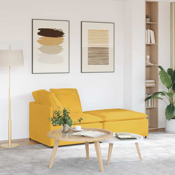 vidaXL Modulsoffa med fotpall och dynor manchestertyg ljusgul