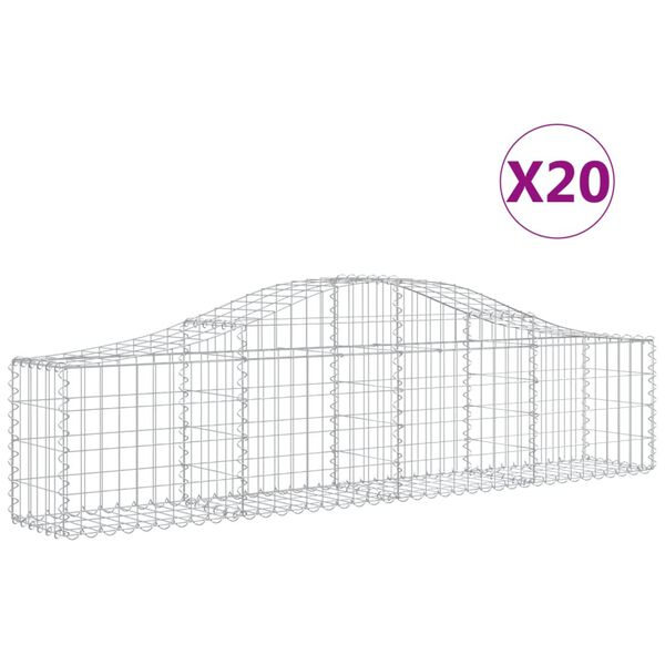 vidaXL Gabion b&aring;gformad 20 st 200x30x40/60 cm galvaniserat j&auml;rn