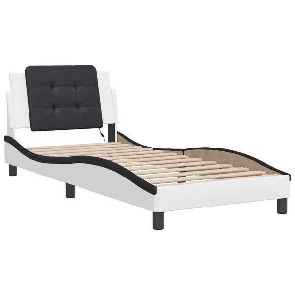 vidaXL Bed Frame with LED without Mattress "Zadar" White and Black 90x200 cm