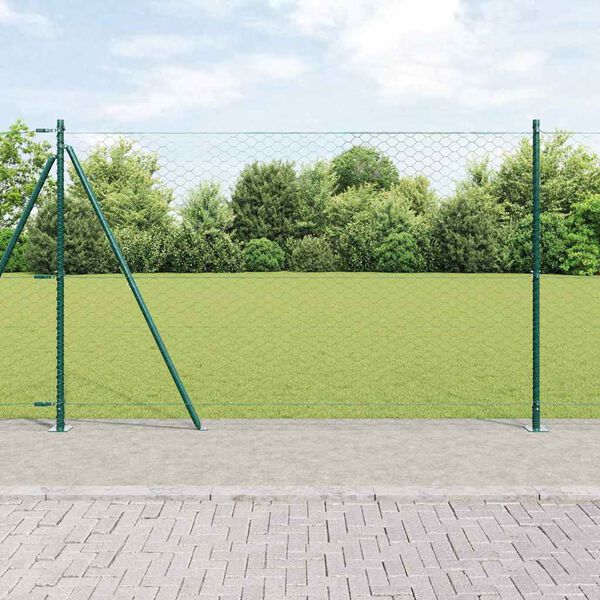 vidaXL St&auml;ngselstolpe Gr&ouml;n 10 x 1,5 m (50 mm mesh) St&aring;l och PVC