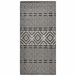 vidaXL Utomhusmatta plattv&auml;vd 80x150 cm svarta r&auml;nder
