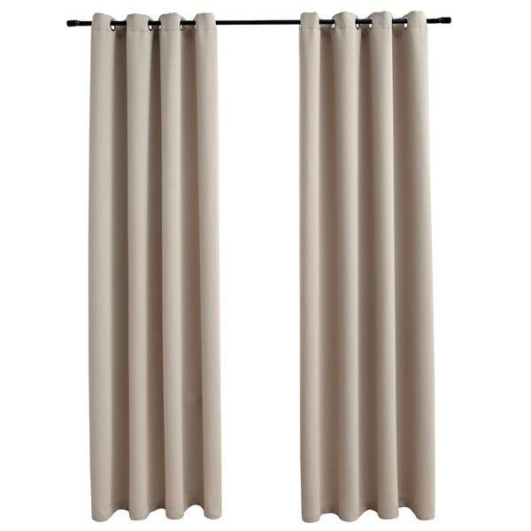 vidaXL Mörkläggningsgardiner med metallringar 2 st beige 140x245 cm