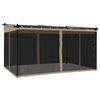 vidaXL Paviljong med n&auml;tv&auml;ggar taupe 4x3 m st&aring;l