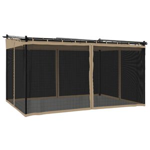 vidaXL Paviljong med n&auml;tv&auml;ggar taupe 4x3 m st&aring;l