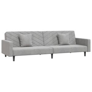 vidaXL B&auml;ddsoffa 2-sits med tv&aring; kuddar ljusgr&aring; sammet