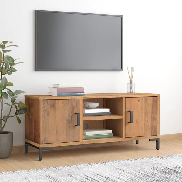 vidaXL Tv-b&auml;nk brun 110x35x48 cm massiv furu