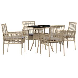 vidaXL Tr&auml;dg&aring;rdsm&ouml;belset 5 pcs Beige konstrotting