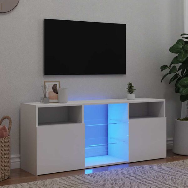 vidaXL TV-b&auml;nk med LED-belysning vit 120x30x50 cm