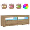 vidaXL S&auml;ngbord 2 st med LED-belysning artisan ek 60x35x40 cm