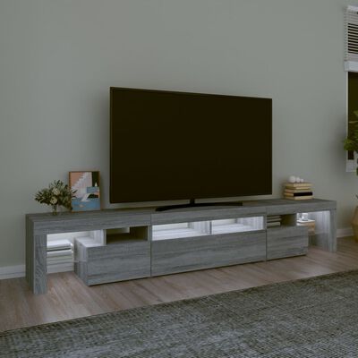 vidaXL TV-bänk med LED-belysning grå sonoma 230x36,5x40 cm