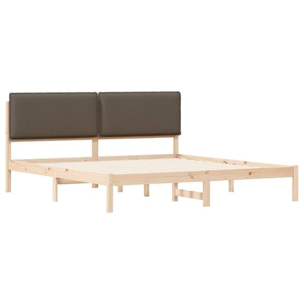 vidaXL S&auml;ngram med Kl&auml;dd Huvudgavel Taupe 200 x 200 cm Massiv furu