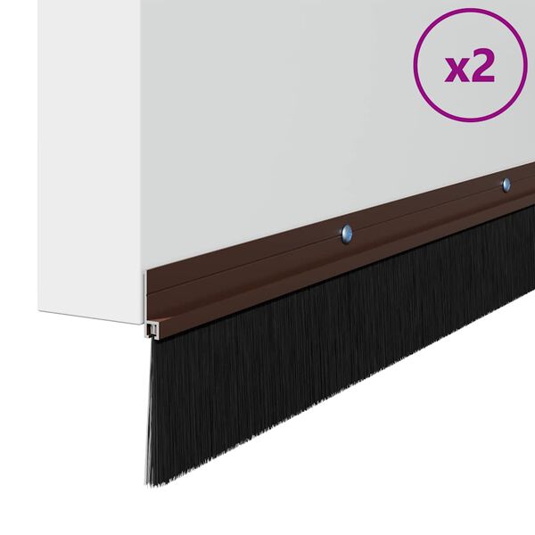 vidaXL Skruvmonterade dörrborsttätningslister 2 pcs Brun 100 cm