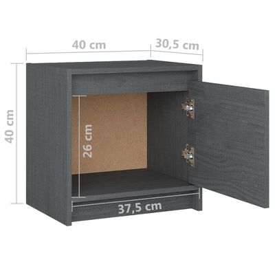 vidaXL Sängbord grå 40x30,5x40 cm massiv furu