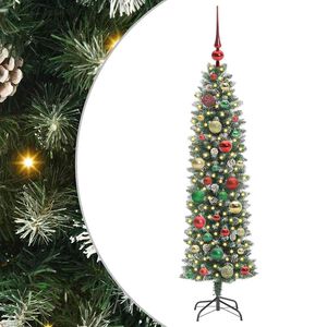 vidaXL Konstgjort smalt jultr&auml;d med 150 LED-lampor Gr&ouml;n och Vit 120 cm