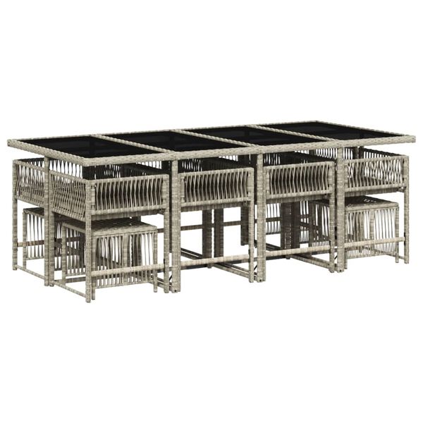 vidaXL Matgrupp f&ouml;r tr&auml;dg&aring;rden med dynor 13 delar ljusgr&aring; konstrotting