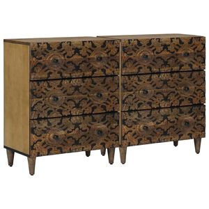 vidaXL Sideboard 2 st 60 x 33,5 x 75 cm Massivt mangotr&auml; Brun