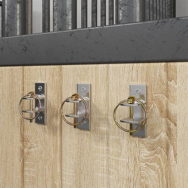 vidaXL Hinkkrokar 3 st v&auml;ggmonterade silver och brun st&aring;l