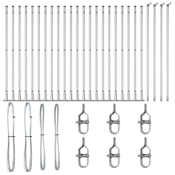 vidaXL Stängselstolpe Övrigt 26 pcs Grå 3,2 x 3,2 x 68,5 cm Stål